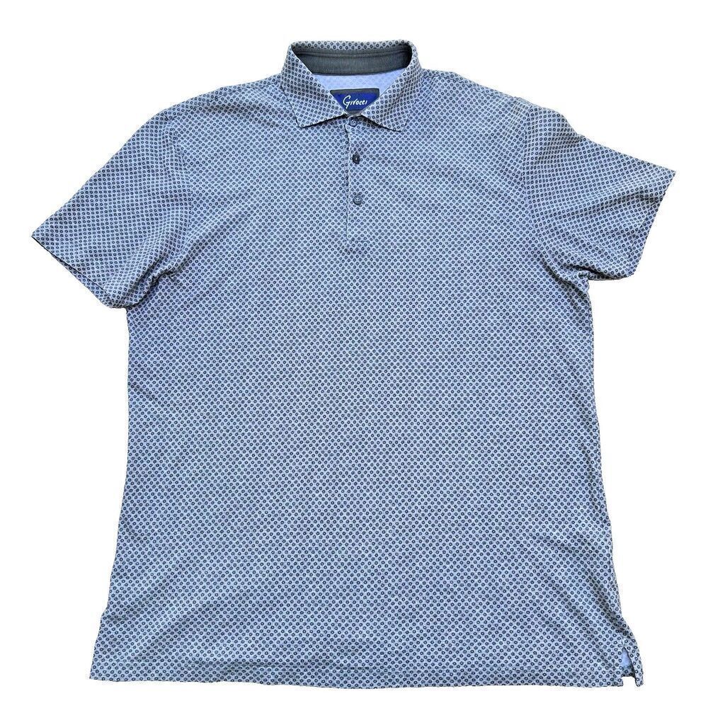 Givocci shirt gray men short sleeve oxford Italy printed collared cotton sz XXL